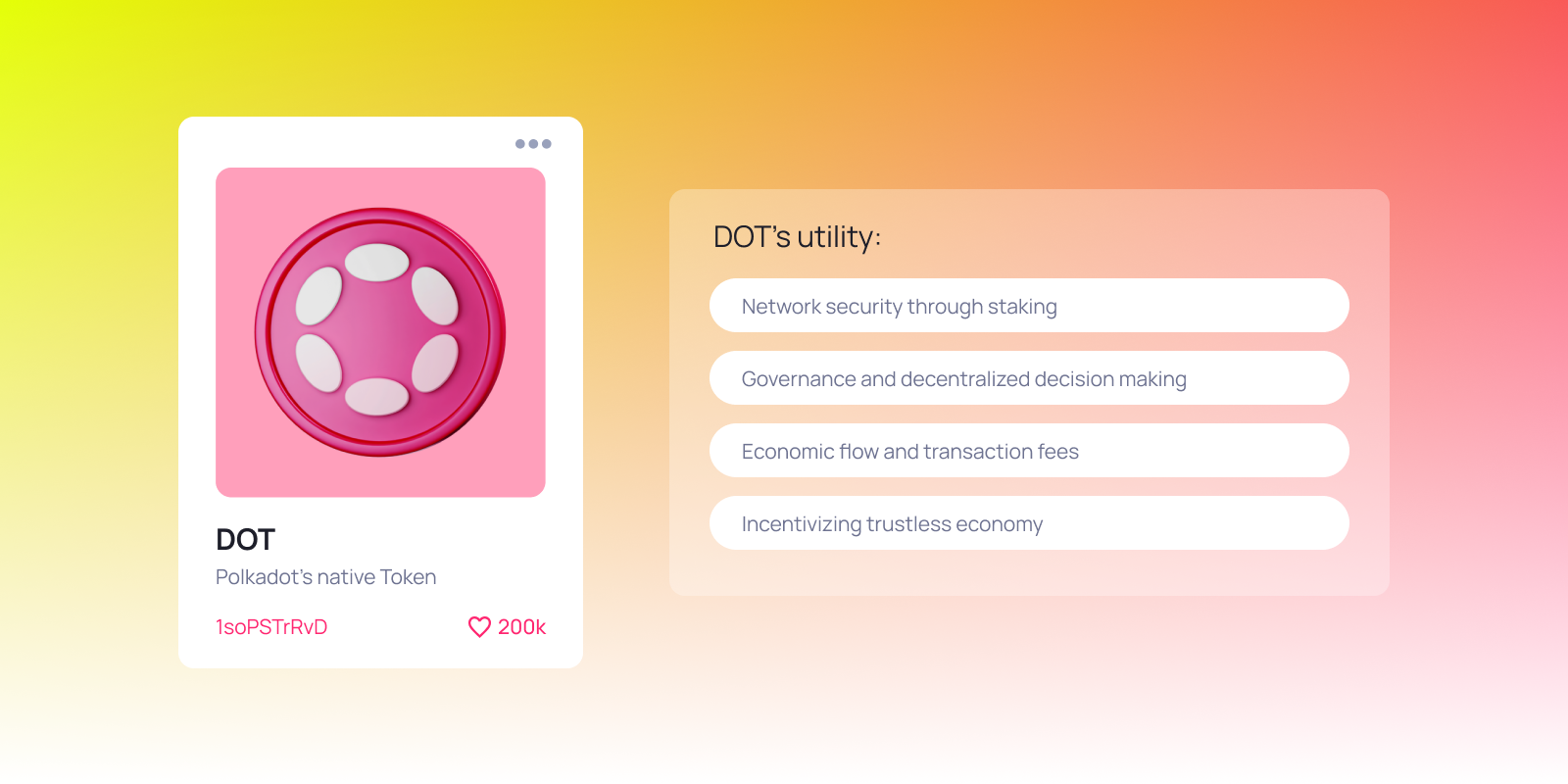Overview of DOT token’s utility in the Polkadot network: staking, governance, transaction fees, and incentivizing trustless economy