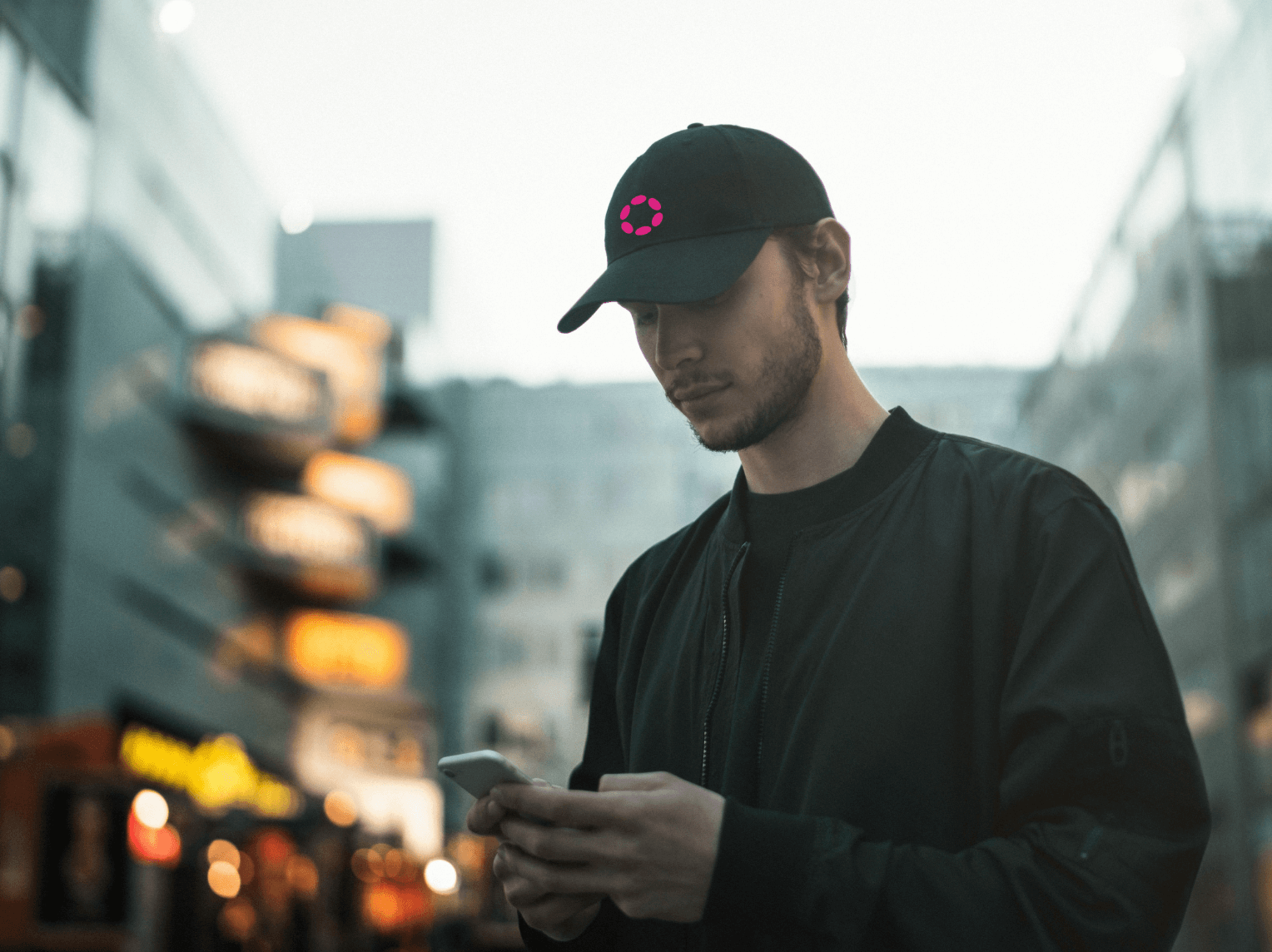 Polkadot ambassador sharing details on their phone with another person