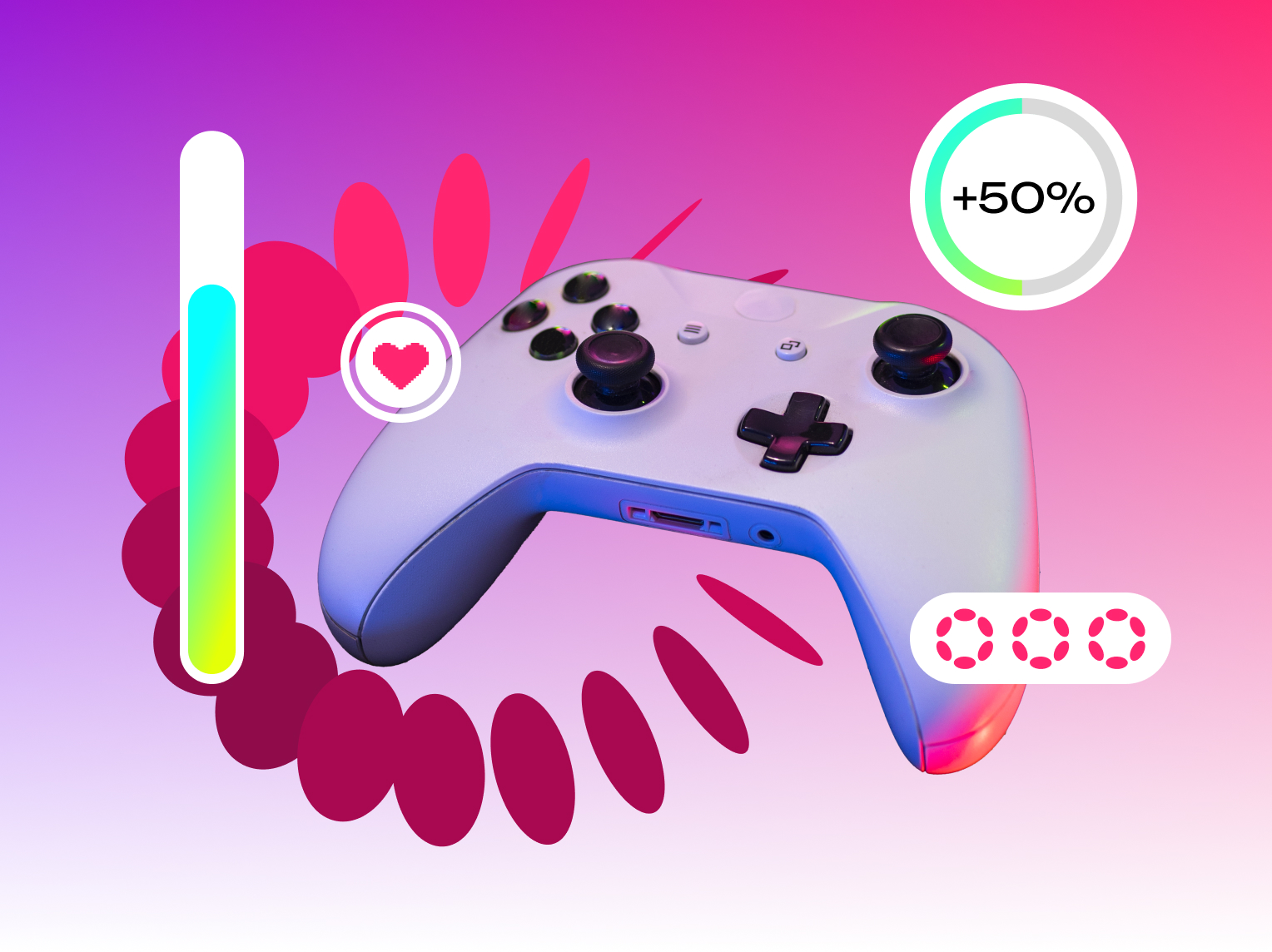 Web3 gaming controller with Polkadot logo and game icons