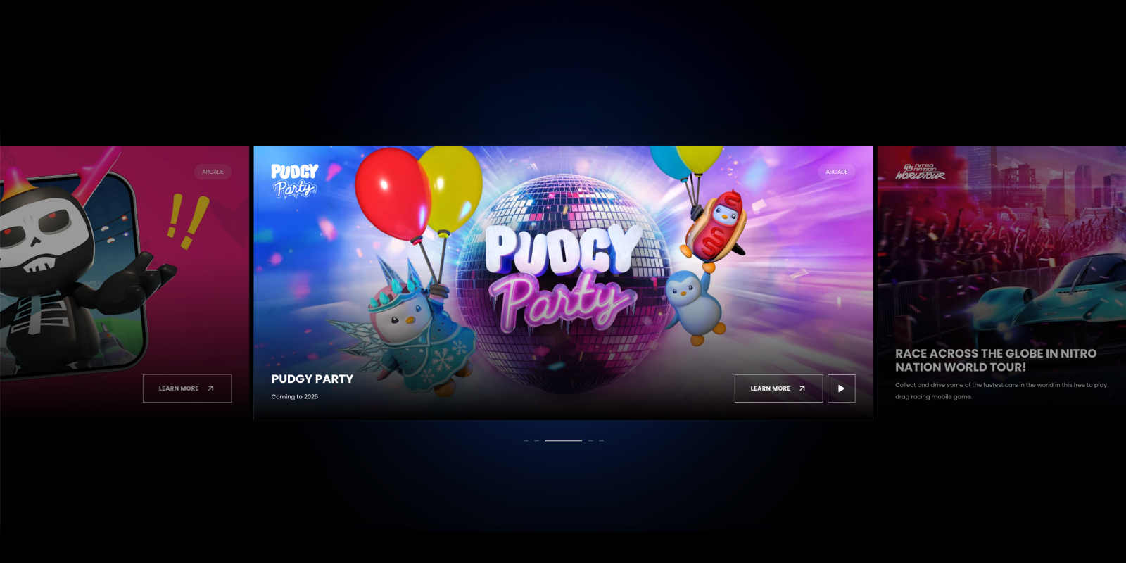 User interface of Pudgy Penguin mobile game on a dark background