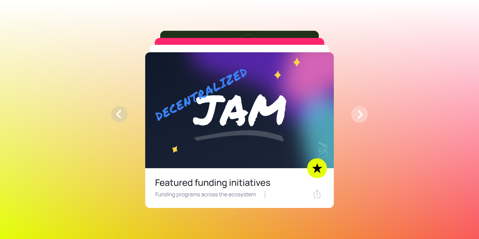 Showcasing featured Web3 funding initiatives through Decentralized JAM, highlighting funding programs across the blockchain ecosystem.