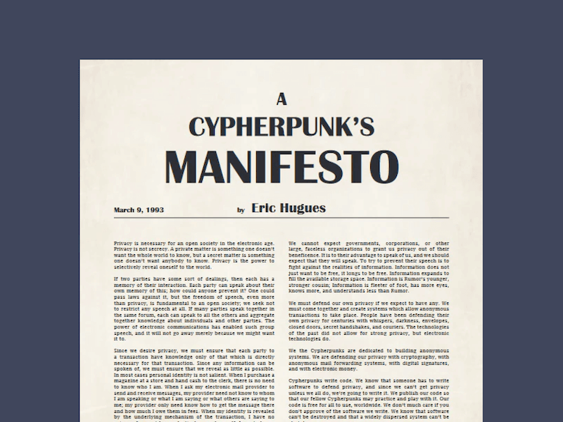 paper cypherpunk manifesto