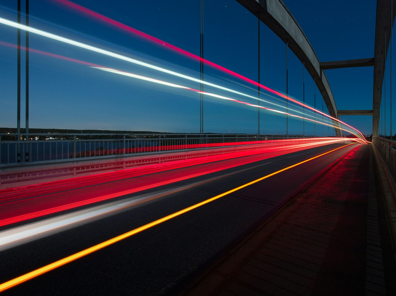 bridge at night with bright lines