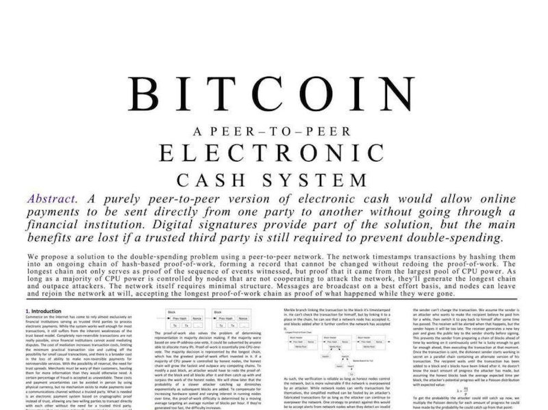 picture of the bitcoin white paper