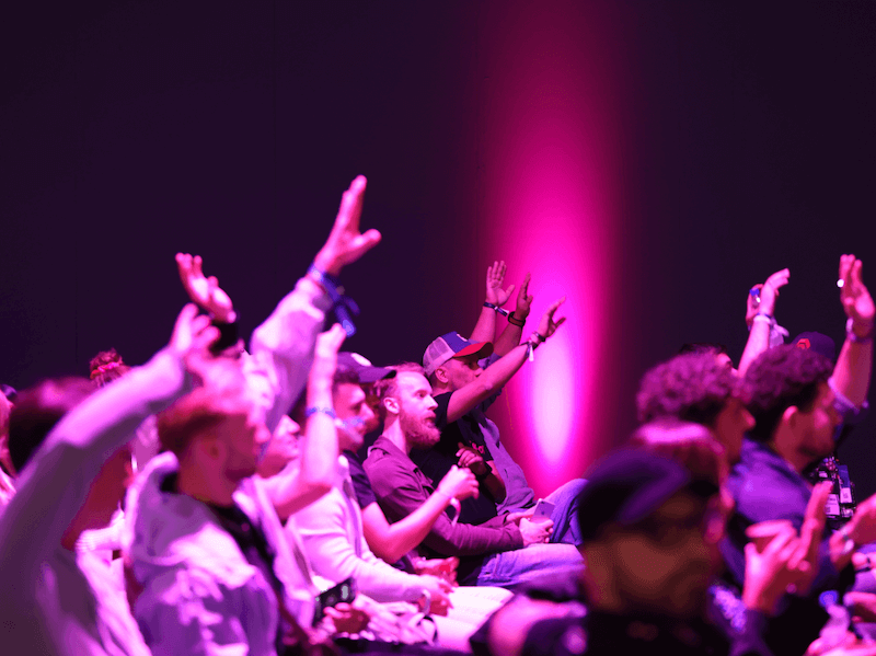 people in audience at polkadot event